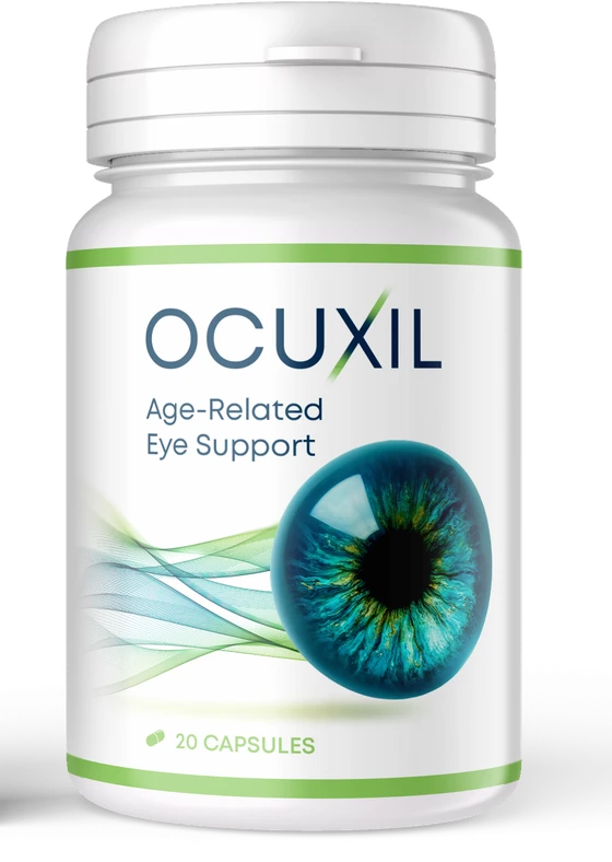 Envase original de Ocuxil, complemento alimenticio de 20 cápsulas